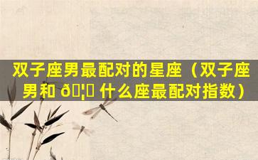 双子座男最配对的星座（双子座男和 🦋 什么座最配对指数）